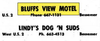 Bluffs Inn (Bluff View Motel) - June 1967 Ad - Dog-N-Suds Too (newer photo)